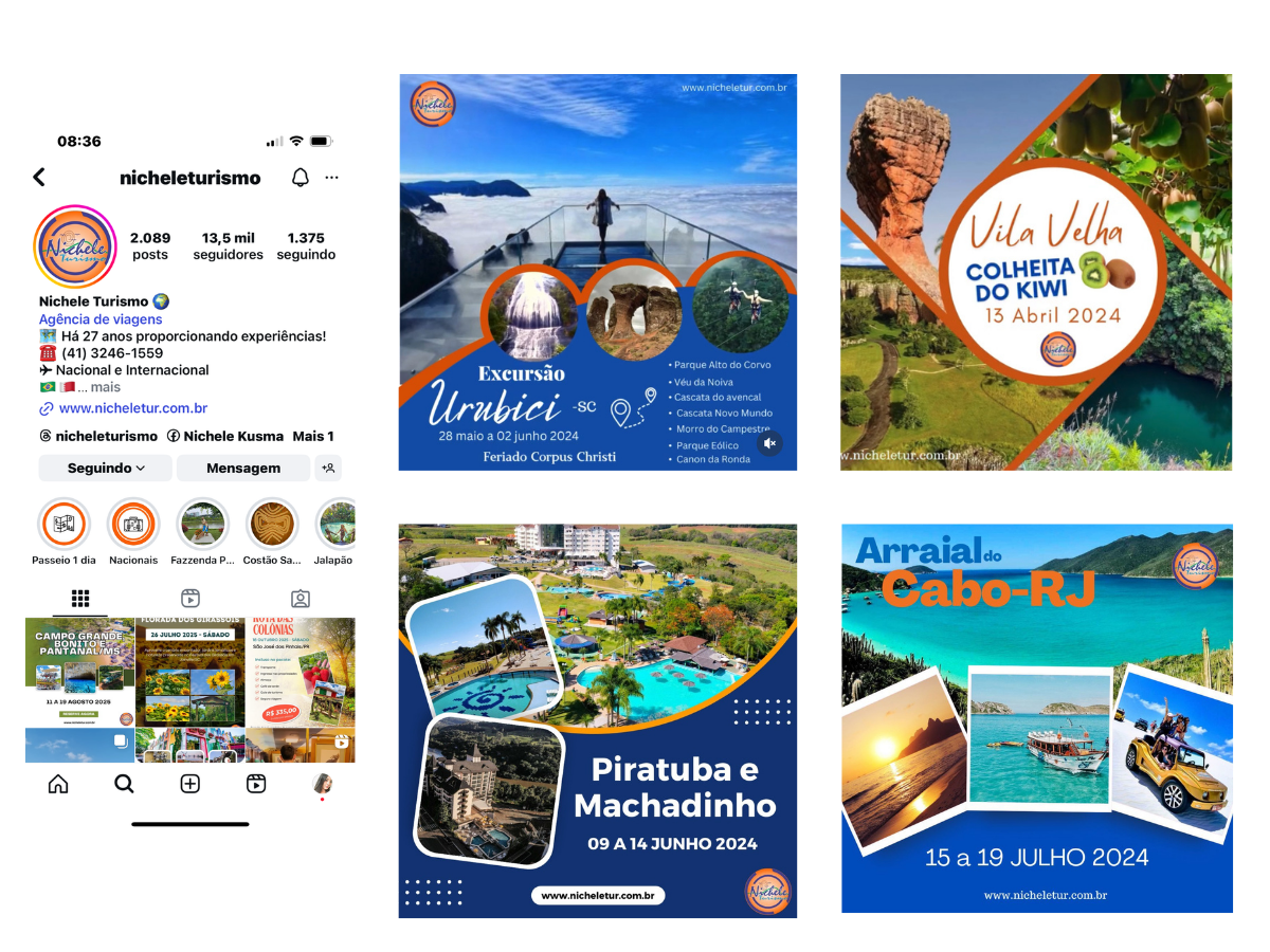 Design de posts para Nichele Turismo